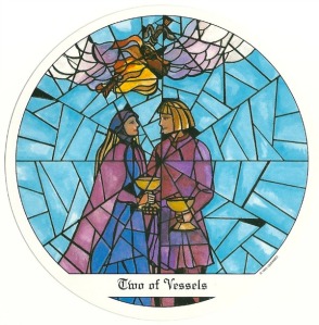 2 of Vessels - Tarot of the Cloisters by Michelle Leavitt